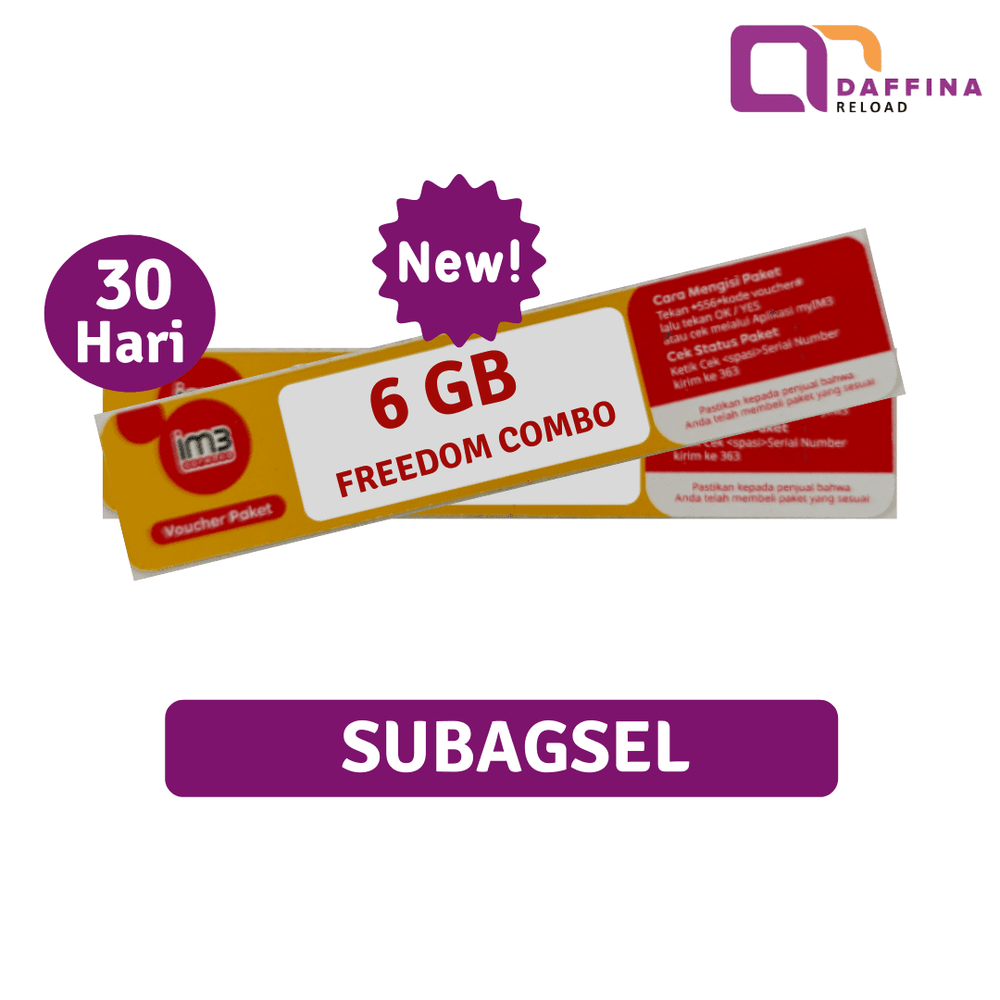 Voucher Indosat Freedom Combo 6 GB (Khusus SUBAGSEL) - Daffina Store