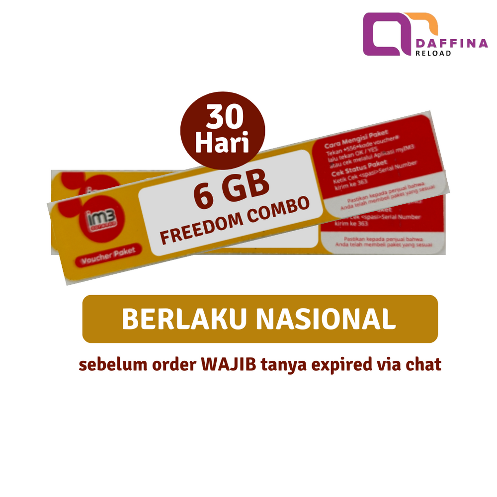 Voucher Indosat Freedom Combo 6 GB (Jabodetabek) - Daffina Store