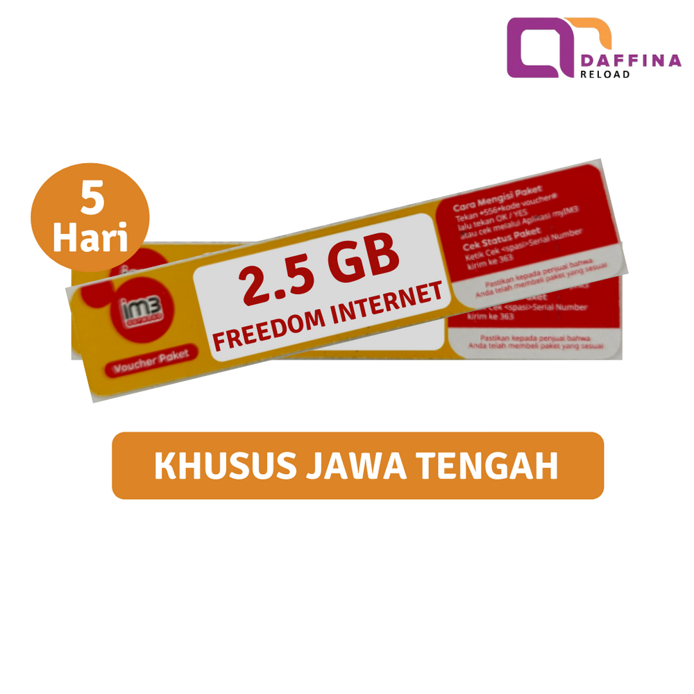 Voucher Indosat Freedom Internet 2.5 GB 5 Hari (JABAR JATENG)