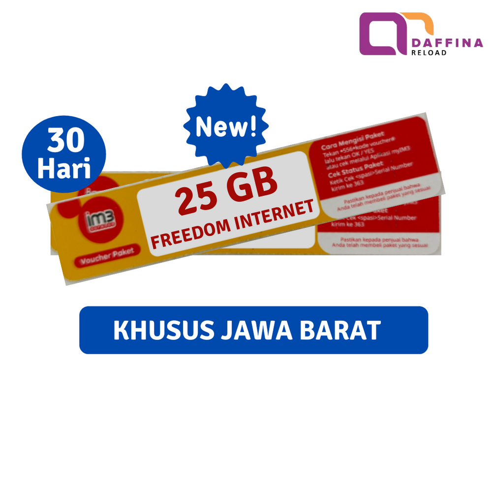 Voucher Indosat Freedom Internet 25 GB NEW (Khusus JABAR)