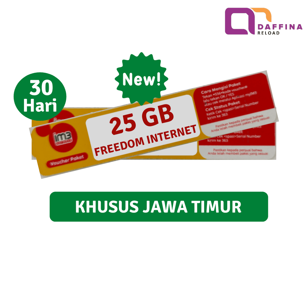 Voucher Indosat Freedom Internet 25 GB NEW (Khusus JATIM) - Daffina Store