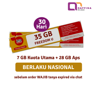 Voucher Indosat Freedom U 35 GB (7GB + 28GB Apss) - Khusus SUBAGSEL - Daffina Store