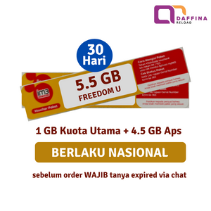 Voucher Indosat Freedom U 5.5 GB (1GB + 4.5GB Apps) - Khusus JABAR - Daffina Store
