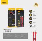 Rexi KB01-L Cable Data Lightning Nylon Stamp 2.4A Fast Charging 1 pcs
