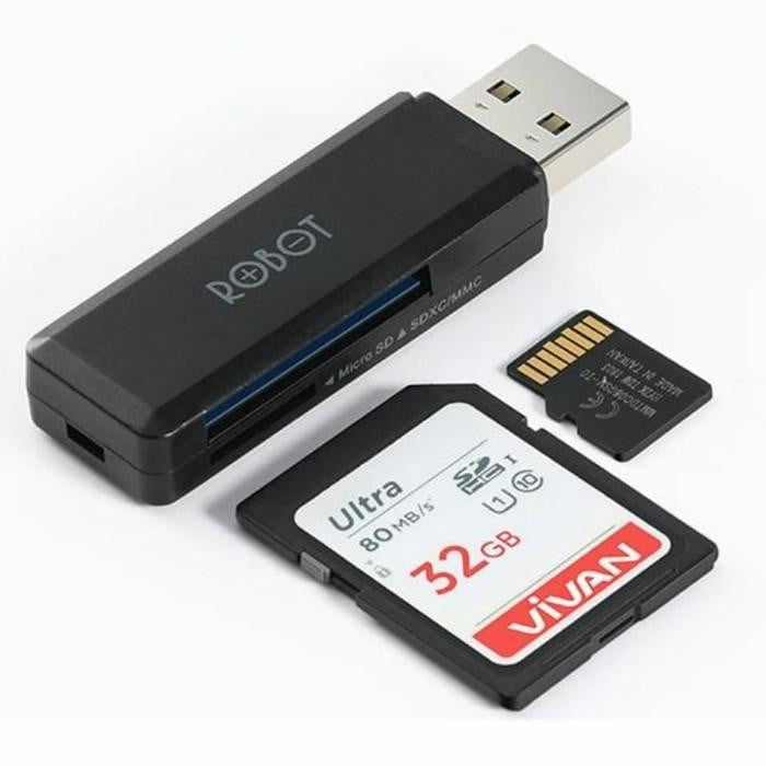 Card Reader Robot CR102 USB 3.0 Dual Slot Card SD/TF - Daffina Store