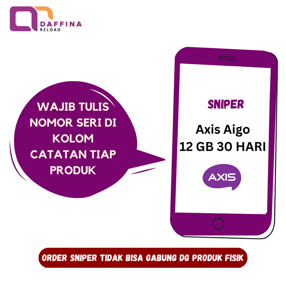 Voucher AXIS AIGO 12 GB 30 Hari (SNIPER) - Daffina Store