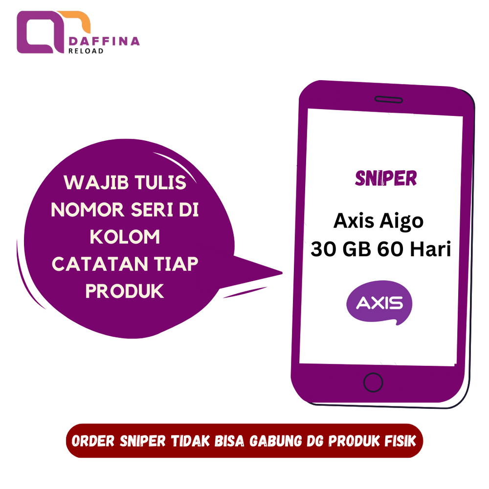 Voucher AXIS AIGO 30 GB 60 Hari (SNIPER) - Daffina Store