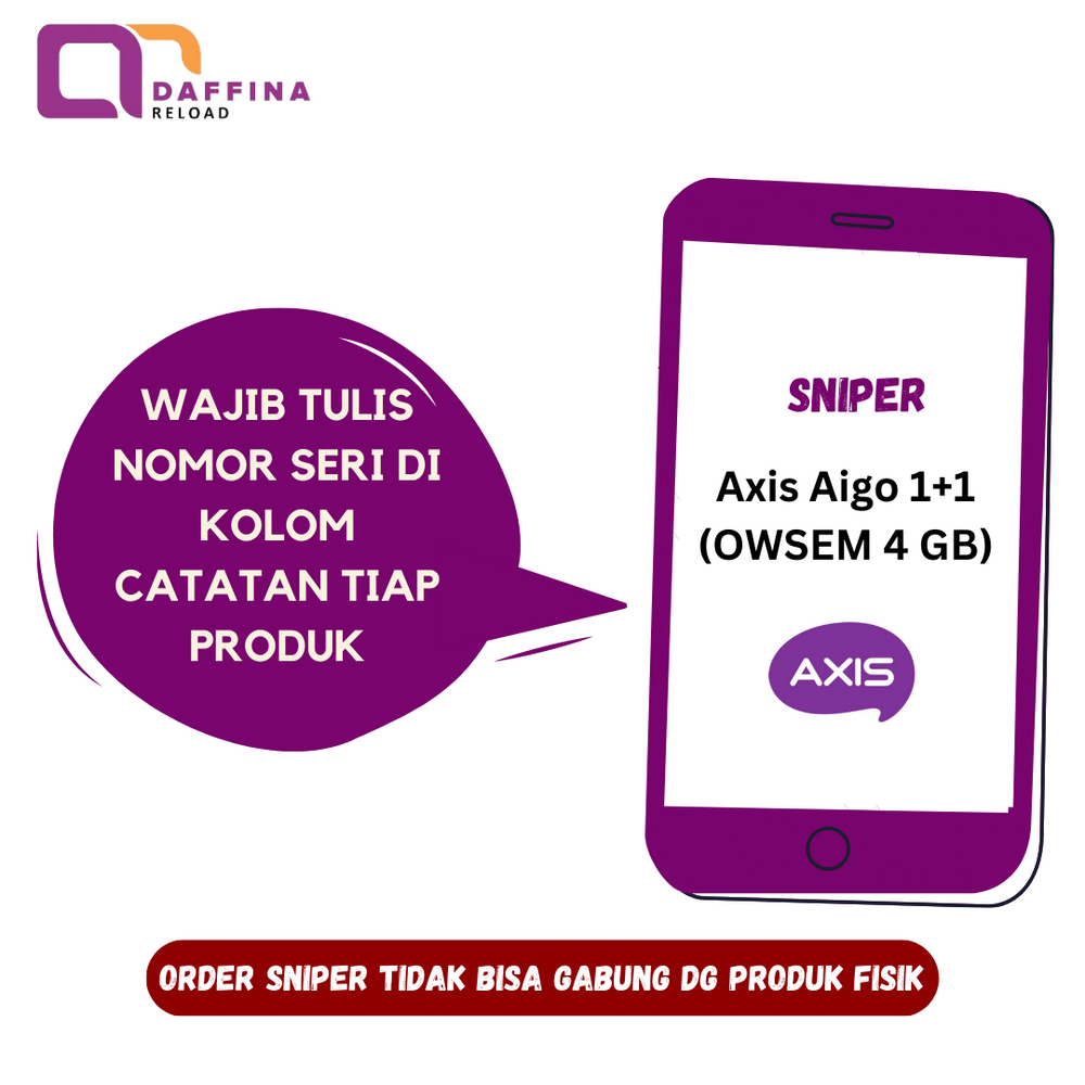 Voucher AXIS AIGO 1+1GB (Owsem 4GB) (SNIPER) - Daffina Store