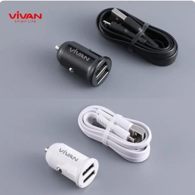 Vivan VCC01 Car Charger 2.4A Mini Dual Port Small Portable - Daffina Store