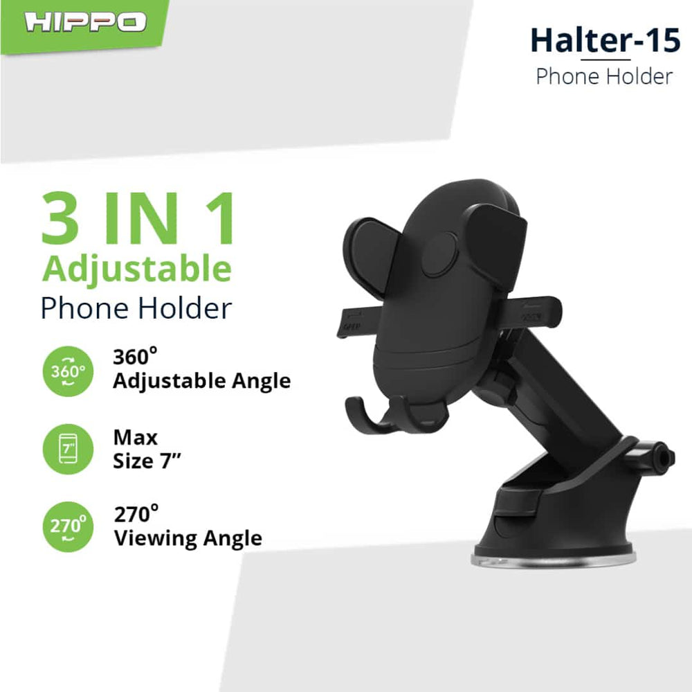 Hippo Halter 15 Universal Car Phone Holder 3 in 1 Adjustable