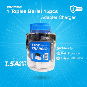 Foomee CC10 Fast Charger Travel Adaptor 1 Port 5V/1.5A isi 15pcs - Daffina Store