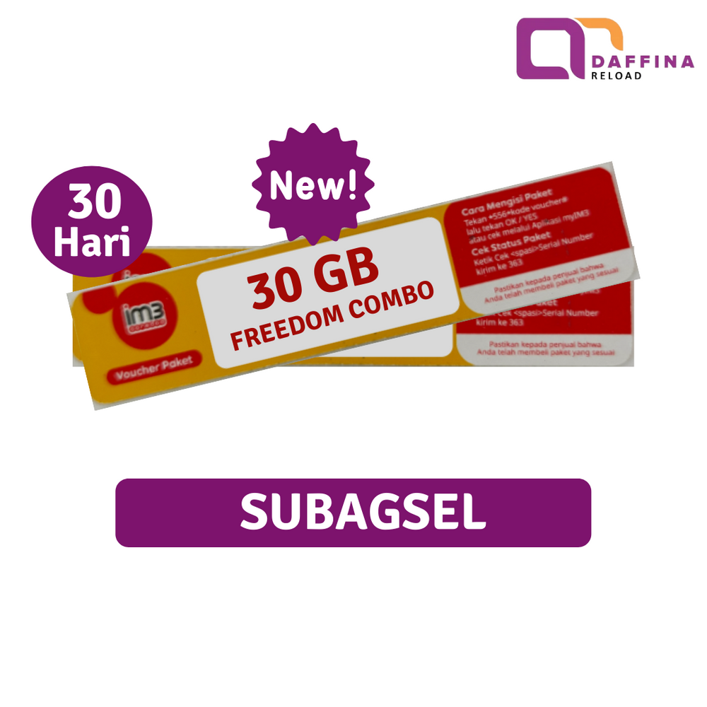 Voucher Indosat Freedom Combo 30 GB (Khusus SUBAGSEL) - Daffina Store