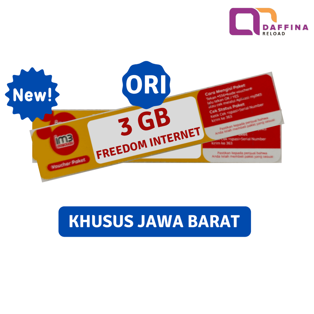 Voucher Indosat Freedom Internet 3 GB ORI - NEW (Khusus JABAR) - Daffina Store