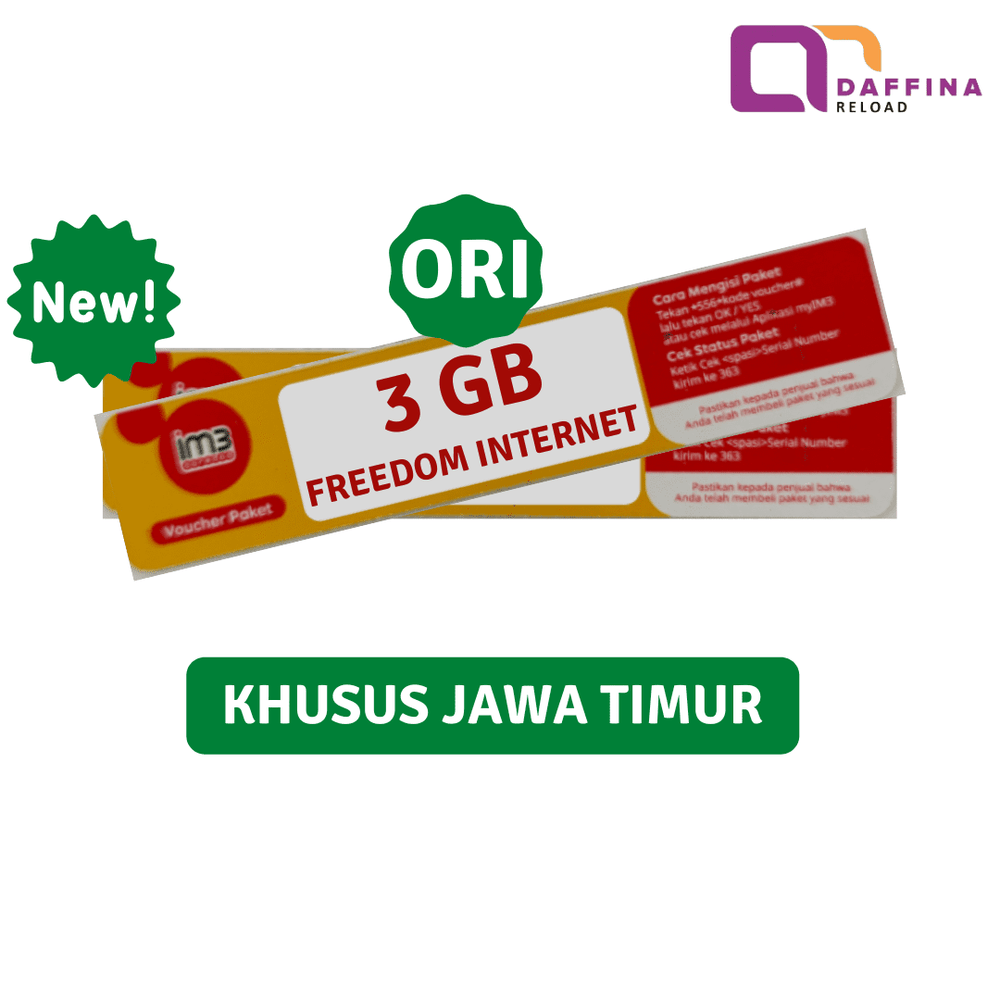 Voucher Indosat Freedom Internet 3 GB ORI - NEW (Khusus JATIM) - Daffina Store