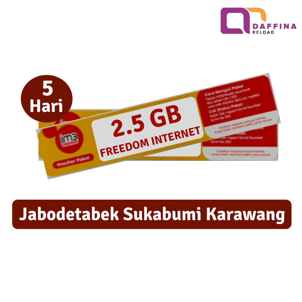 Voucher Indosat Freedom Internet 2.5 GB 5 Hari Jabodetabek - Daffina Store