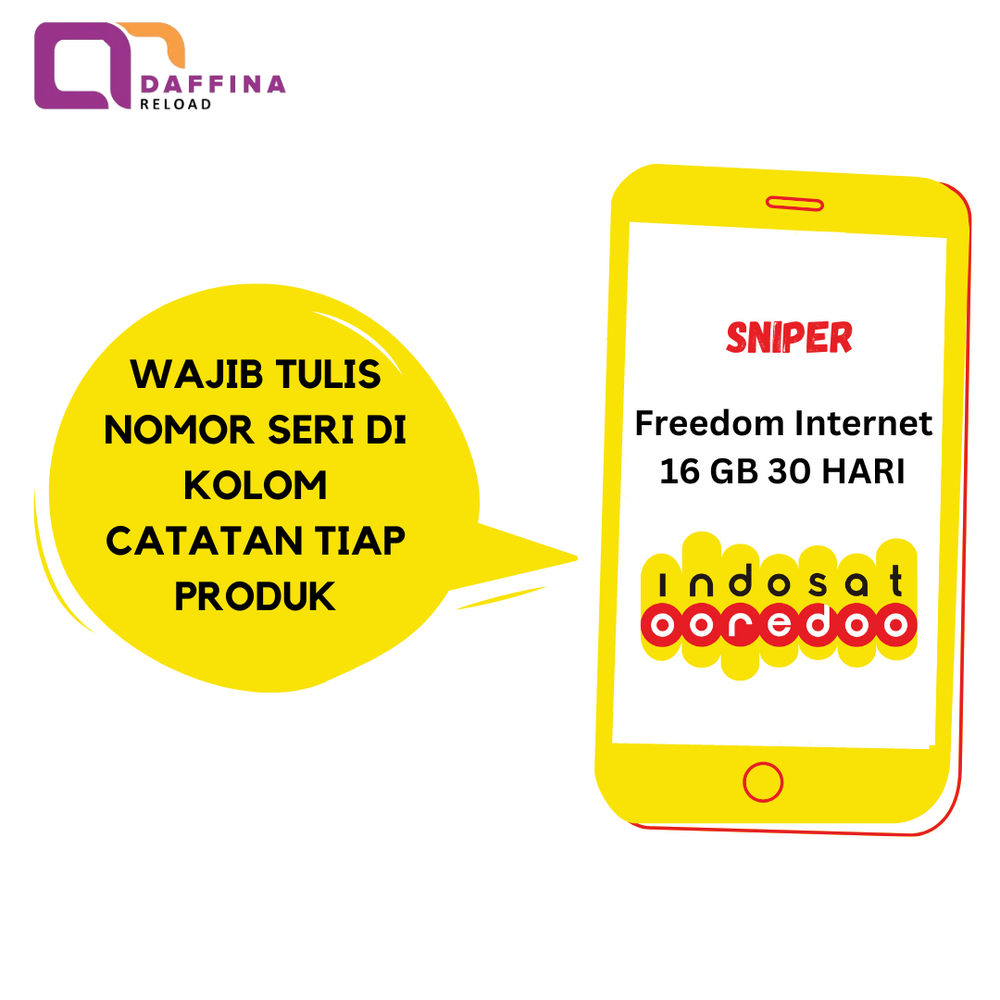 Voucher Indosat Freedom Internet 16 GB (SNIPER) - Daffina Store