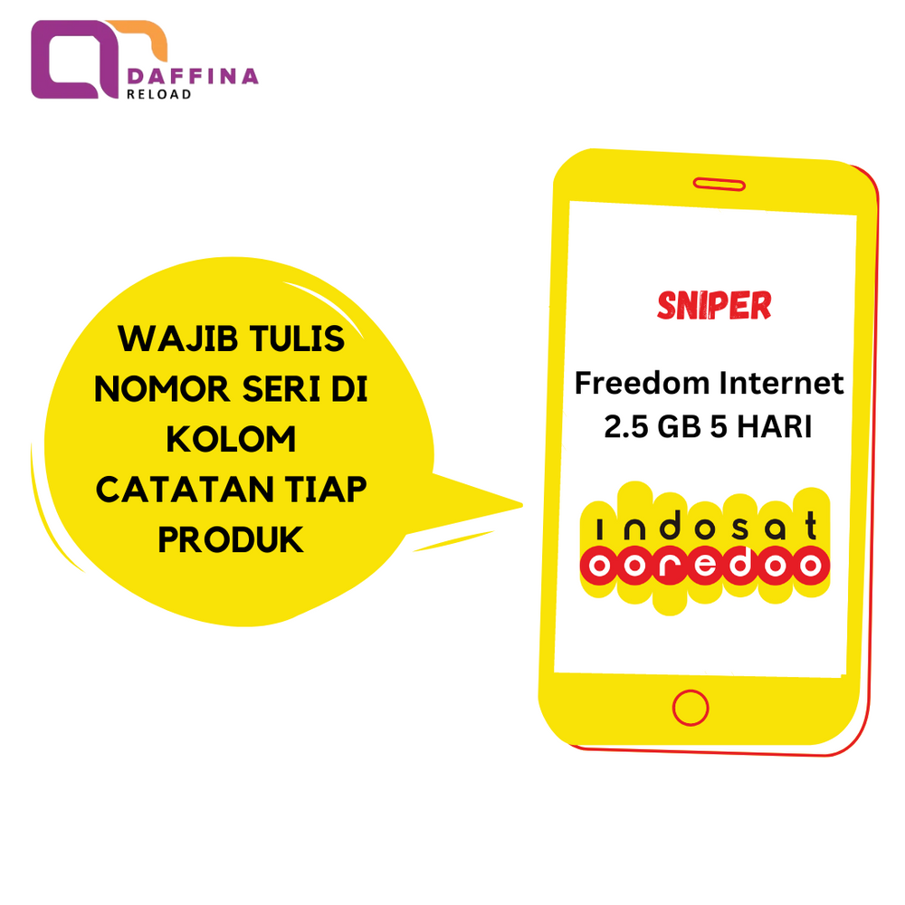 Voucher Indosat Freedom Internet 2.5GB 5 Hari (SNIPER) - Daffina Store