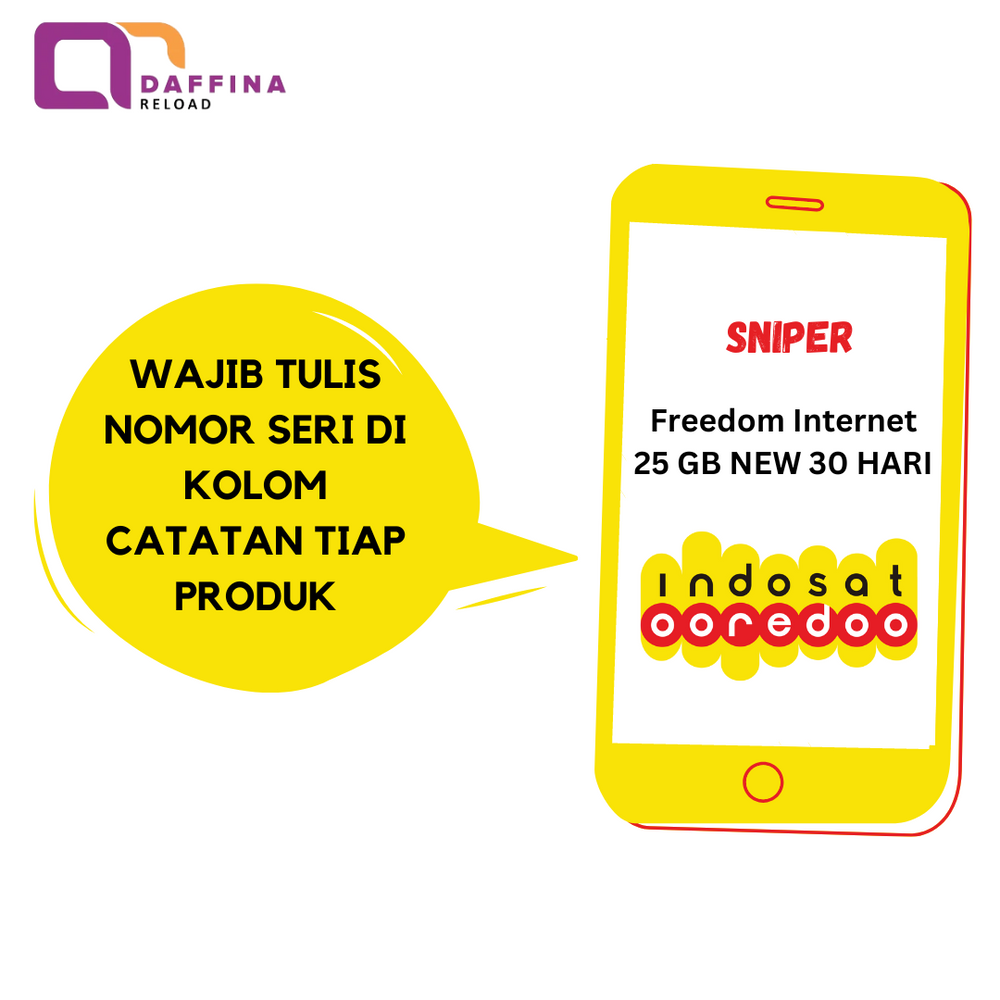 Voucher Indosat Freedom Internet 25 GB NEW (SNIPER) - Daffina Store