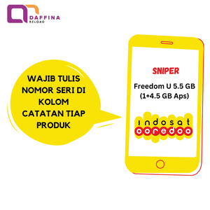Voucher Indosat Freedom U 5.5 GB (1GB + 4.5GB Apps) - (SNIPER) - Daffina Store