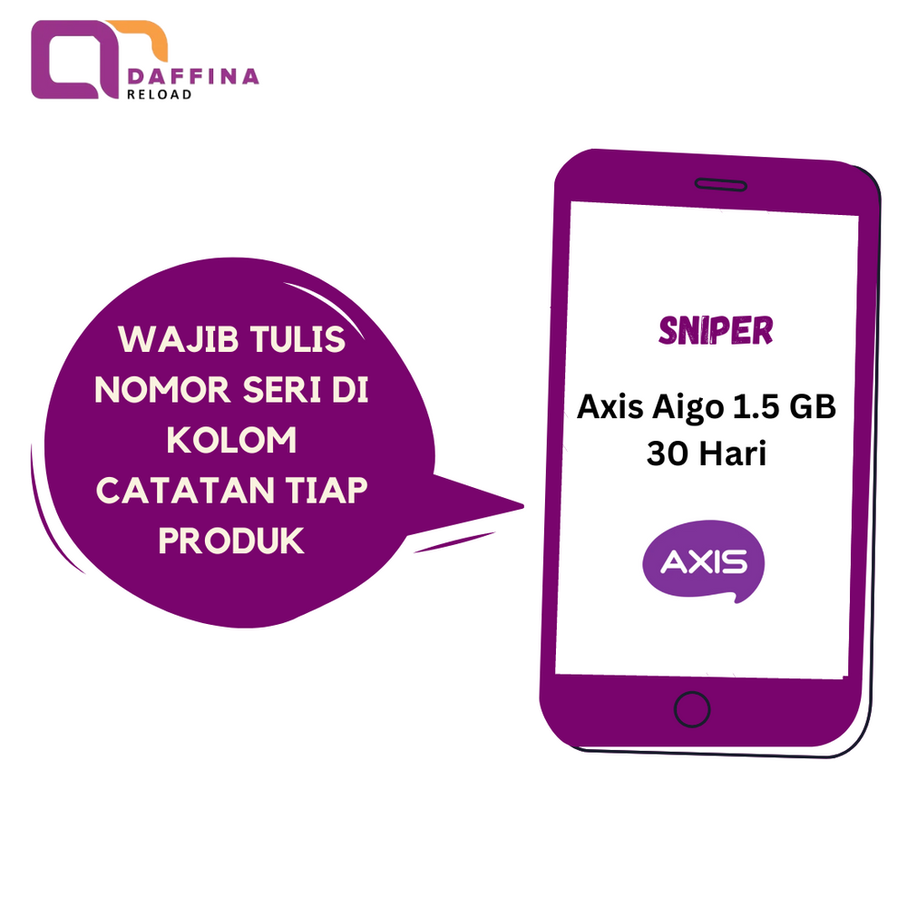 Voucher AXIS AIGO 1.5 GB 30 Hari (SNIPER) - Daffina Store