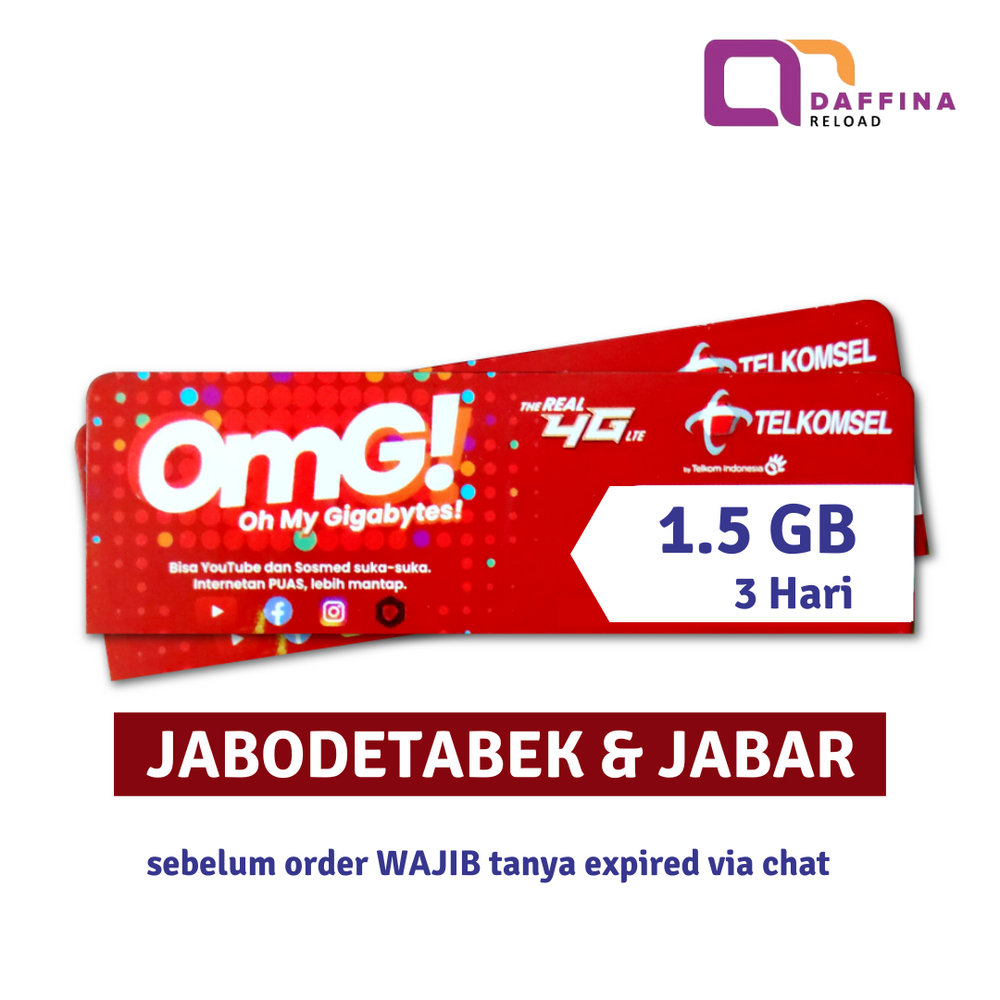 Voucher Telkomsel 1.5 GB 3 Hari - Daffina Store