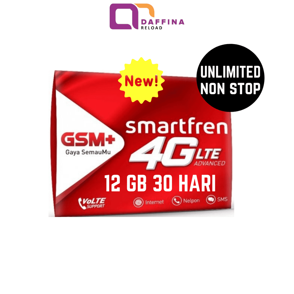 Kartu Perdana Smartfren Unlimited Nonstop 12 GB - Daffina Store