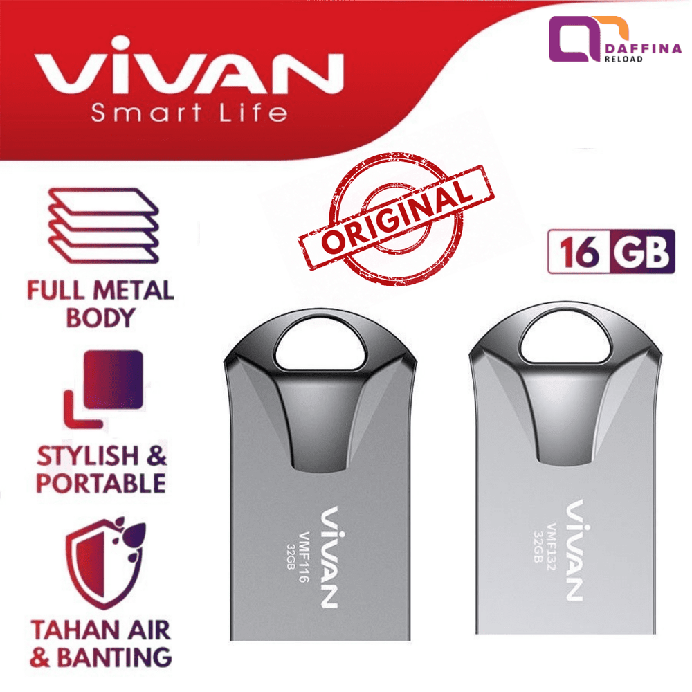VIVAN VMF116 Flashdisk 16GB Small & Portable Silver - Daffina Store