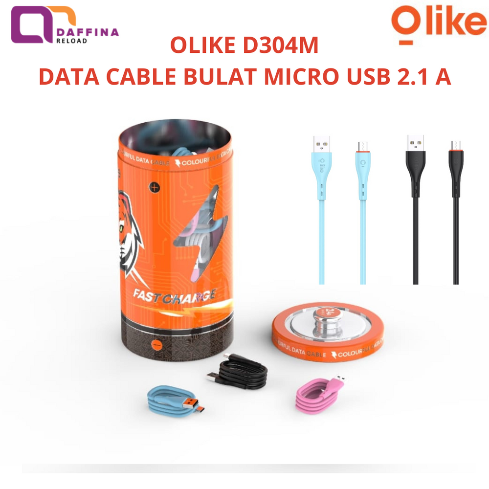 Olike D304M Data Cable Bulat Micro USB 2.1 A Colourful 100cm Isi 40 Pcs
