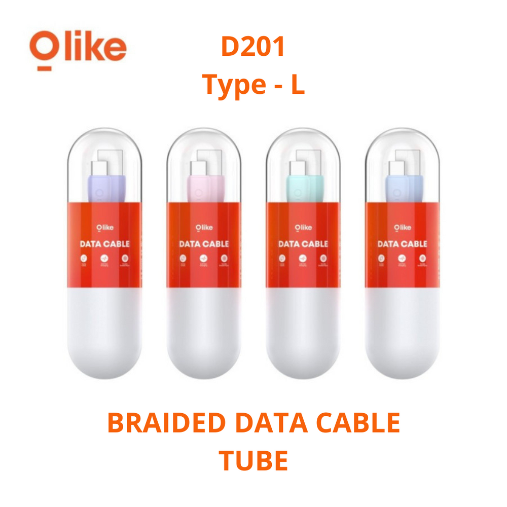 Olike D201L Data Cable Bulat Tube Liightning Fast Charge 12 Watt 1 Pc - Daffina Store