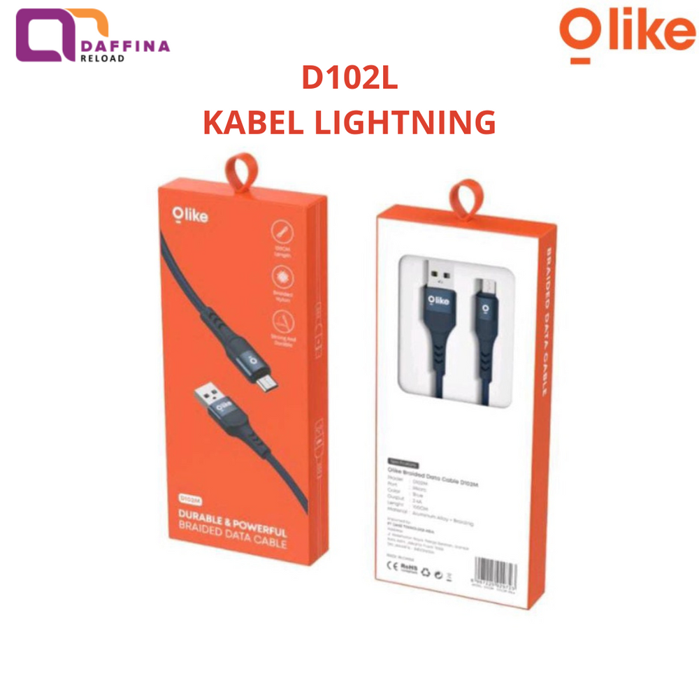 Olike D102L Durable & Secure Braided Nylon Data Cable Lightning 2.4A